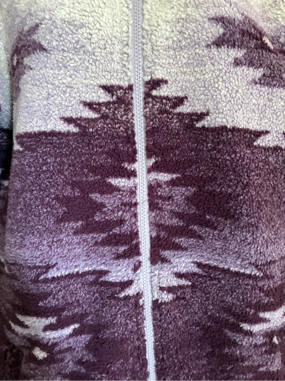 Vintage Cabela's Purple Aztec Southwest Geometric Fleece Teddy Coat Sz M - Picture 6 of 7